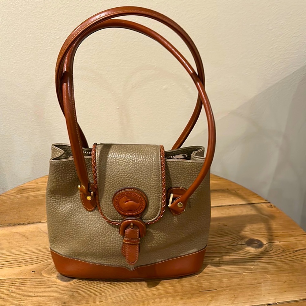 Dooney & Bourke VINTAGE sage and brown purse - Picture 2 of 5